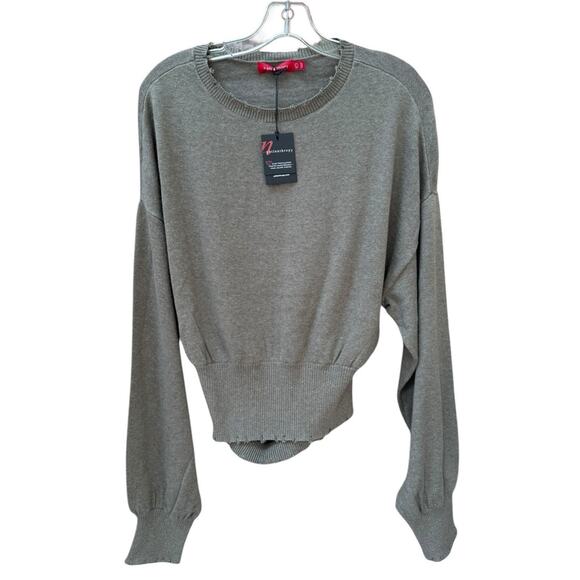 NWT Women’s N: Philanthropy Weylan Cutout Back Sweater Large Olive Distressed - Picture 1 of 7